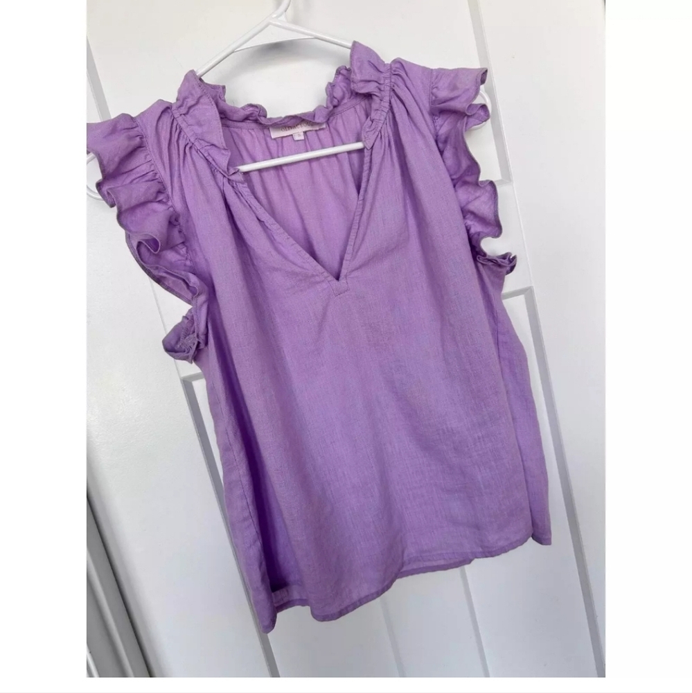 Oliviaceous lilac linen top